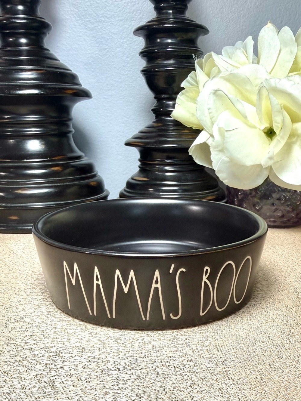 🆕Rae Dunn MAMA’S BOO Ceramic Pet Bowl